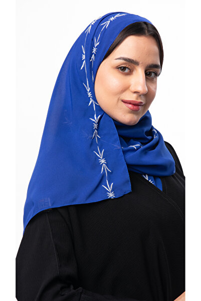 outline Blue veil with silver embroidery