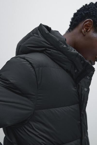 Massimo Dutti Su itici uzun şişme mont