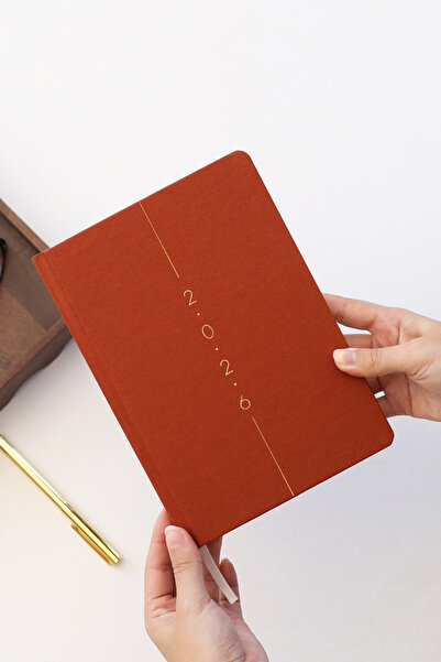 Matt Notebook 2026 A5 Ленена седмична бележника 15x21 см - 12 месеца Канела