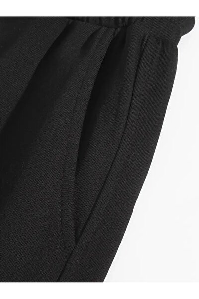 DEEP FİT Kadın siyah rahat kalıp düz paça eşofman altı
