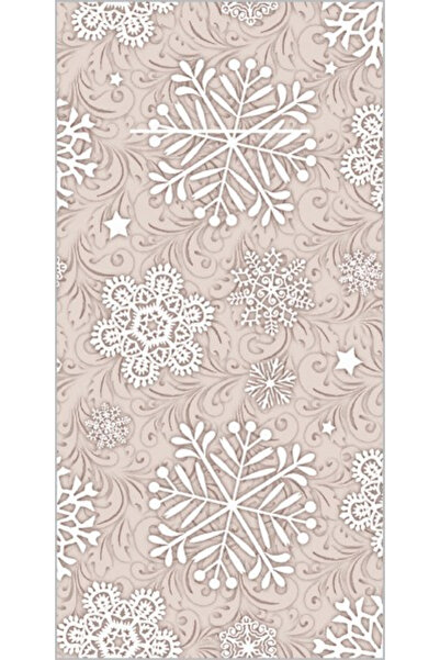 Mank Șervețele cu BUZUNAR pentru tacâmuri - Linclass Steven (fulgi, fundal crem) / 40 x 40 cm / 75 buc