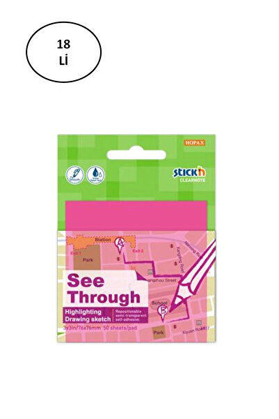 Gıpta Post-it transparent 76X76 neon roz semitransparent 50 foi