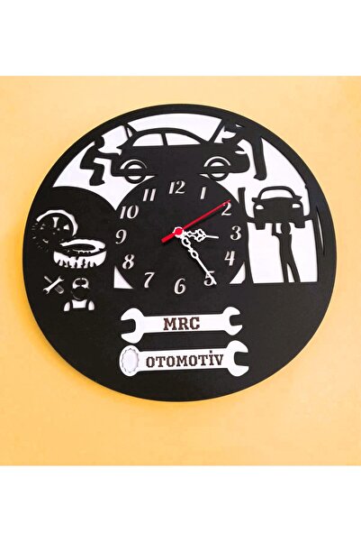 mrchediyesepeti ساعة حائط خشبية من OTO Tamirci // ميكانيكي السيارات - هدية متينة ومناسبة وأنيقة