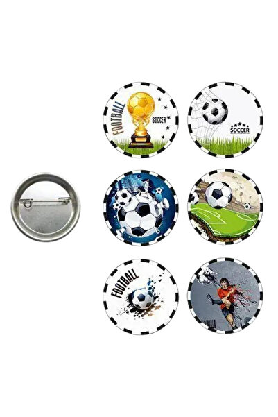 DODOMAR Yaka veya çantaya takılan metal rozeti Futbol Temalı 6lı paket Pinyat...