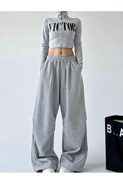 GERLAY KADIN GRİ RAHAT KALIP DÜZ PAÇA EŞOFMAN ALTI