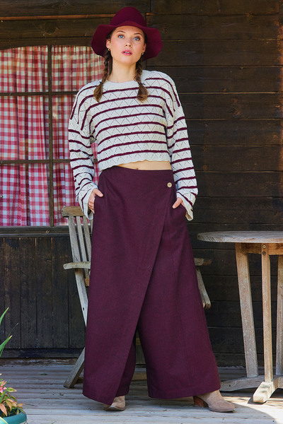 Los banditos Wrap Skirt Pocketed Wide Leg Pants