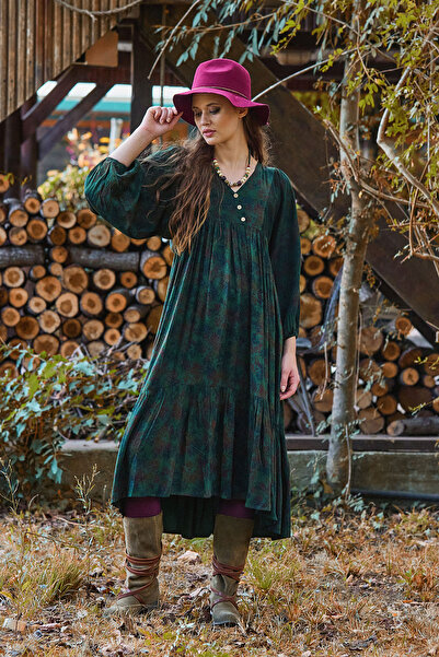 Los banditos Long Dress with Fold Detailed Balloon Sleeves