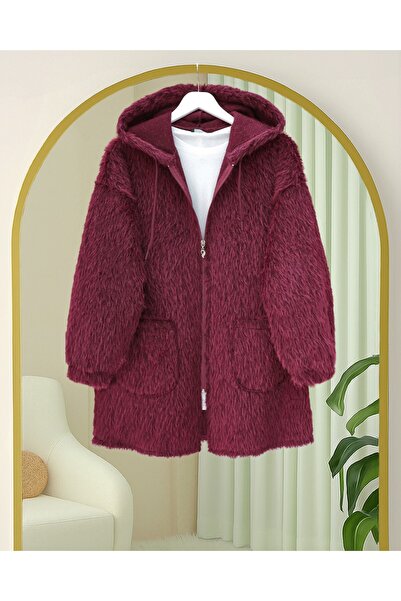 Modamorfo Hooded Pocket Zippered Bearded Cap - Burgundy