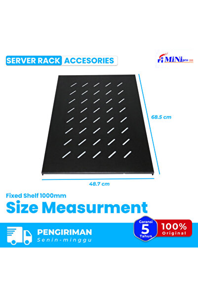 Mini pro Fixed Server Rack Shelf 1000mm | 19″ Trey for Server Cabinets Vented Steel | Black