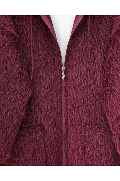 Modamorfo Hooded Pocket Zippered Bearded Cap - Burgundy