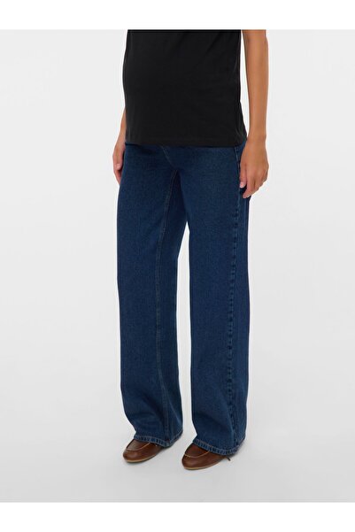 Mama Licious Umstandsjeans mit weitem Bein Weiter Beinschnitt Mittlere Taille Jeans