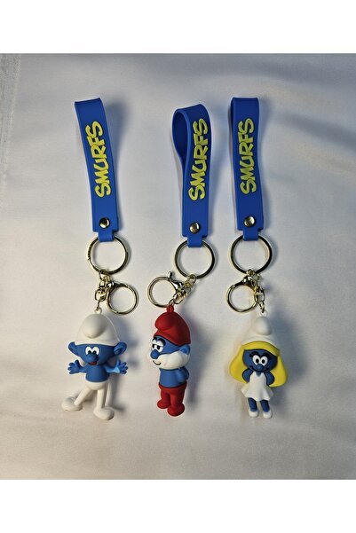 MAXBİ Şirinler Lüks Silikon 2'li Anahtarlık Seti