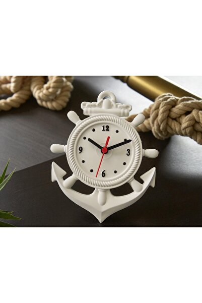 asilglow Deniz Esintili Duvar Saati – Gemi Dümeni ve Çapa Tasarımı