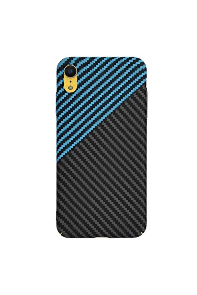SKYDDAR INNOVATION Carcasă pentru iPhone XR, textură de carbon, Carbonite FiberShell, set de stickere, albastră
