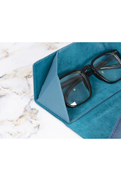 buğrahayalin Θήκη γυαλιών από γνήσιο δέρμα – Unisex, με μαγνητικό κάλυμμα, τριγωνικό σχέδιο, κομψή, ανθεκτική