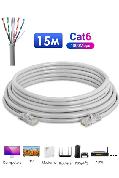 Vwin 15 Metre Cat6 İnternet Kablosu Utp Patch Kablo High Speed