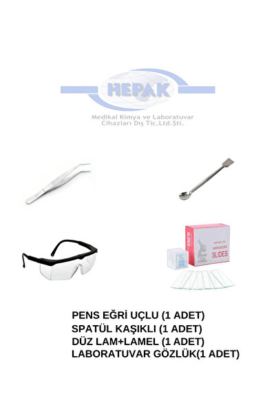 Hepak Laboratuvar Öğrenci Seti (Pens Eğri Uçlu,Spatül Kaşıklı,Düz Lam ve Lamel,Laboratuvar Gözlük)