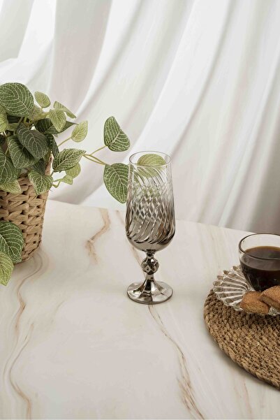 crystalhome 6-Pack Silver Meltem Crystal Coffee Side Dish 180ml