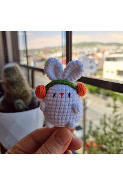 Masal Gurumi AMIGURUMI CARROT RABBIT ميدالية مفاتيح لطيفة على شكل حقيبة عضوية