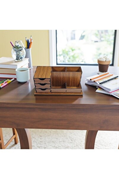 Grafiza Wooden Drawer Pen Holder - Gift - 25 X 12 X 10 cm
