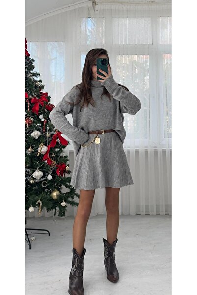 Mars Rosalin Triko Boğazlı Kazak-Etek Takım