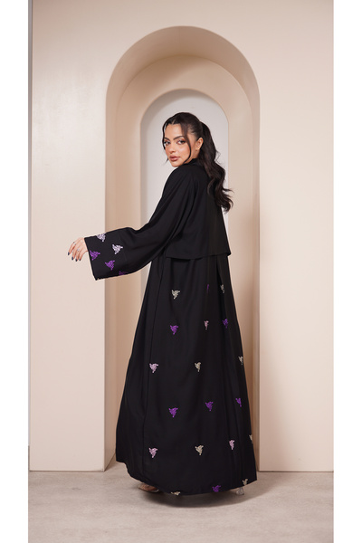 outline Casual formal abaya with colorful embroidery