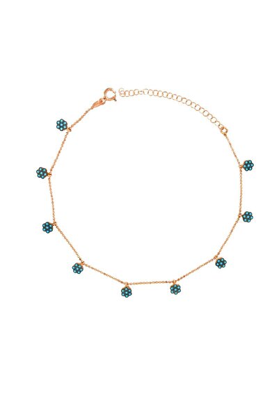 Pietra Çoklu Çiçek Tasarım Halhal 925 Gümüş Takı-3,55 gr