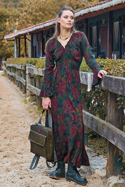 Los banditos Χειμερινό φόρεμα ισπανικού στυλ με ελαστικό λαιμό