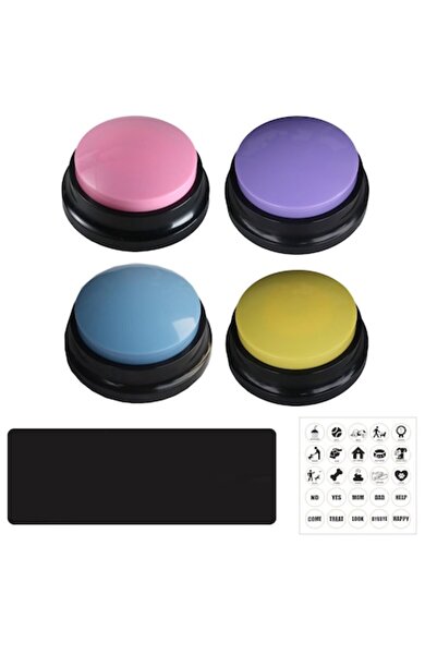 zggzerg Set 4 butoane de dresaj pentru animale de companie, Zggzerg, jucărie pentru pisici/câini, înregistrare și redare vocală, autocolante,