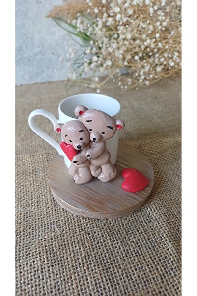 Mutlu Ayıcıklı sevgili kahve fincanı teddy yılbaşı kahve fincanı