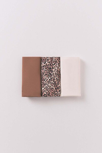 Women'secret 3- panties of wide-leg brown animal print panties