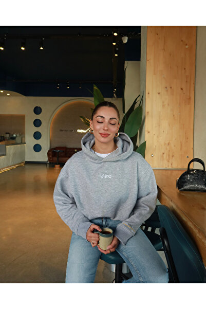 Kiiro Crop Hoodie Kapüşonlu Sweatshirt