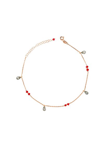 Pietra Sıralı Damla Taş Tasarımlı Halhal 925 Gümüş Takı-2,22 gr