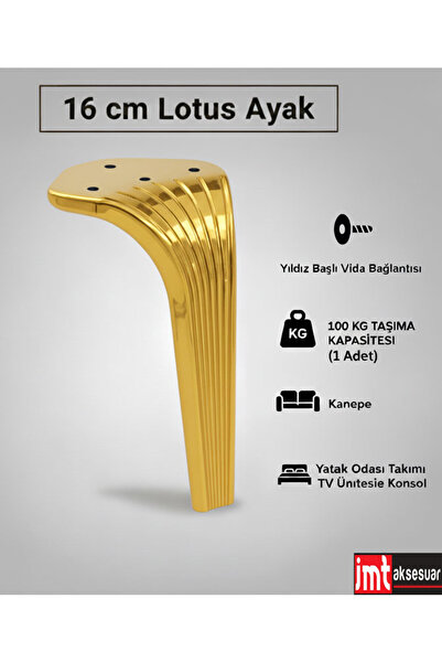 İMT AKSESUAR Lotus Koltuk Yatak Odası Tv Ünitesi Konsol ve Sehpa Ayağı 16 cm ...