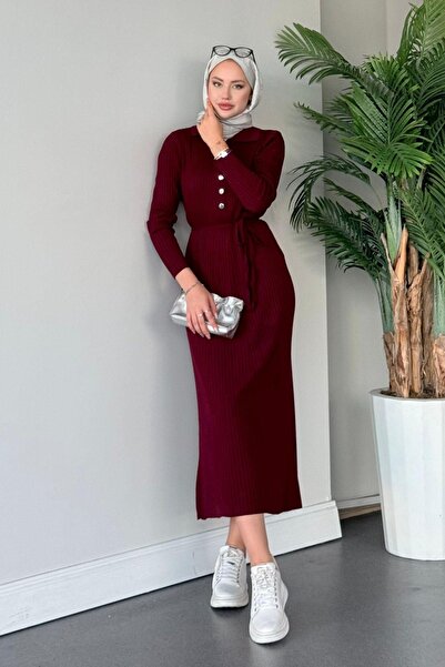 Hazamoda Rochie tricotată Madonna Burgundy