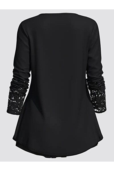 ARONA Women's Long Sleeve Lace Detailed Buttoned Viscose Blouse