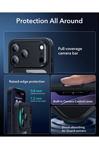 ESR Apple iPhone 17 Pro Max Kamera Kontrol Koruma Butonlu Classic Hybrid Magsafe Kılıf+Cam Hediyeli Set