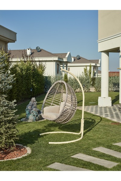 LOOM GARDEN Fındık Salıncak (Ayaksız/Standsız) – Bahçe, Balkon ve Teras İçin Konforlu Salıncak ( Minderli)