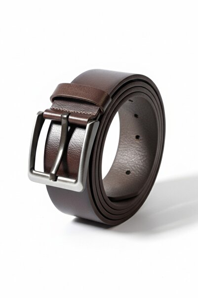 MAT Deri Men's Leather Brown Belt 4.5 cm 100% Genuine Leather Sports Thick Jeans Belt