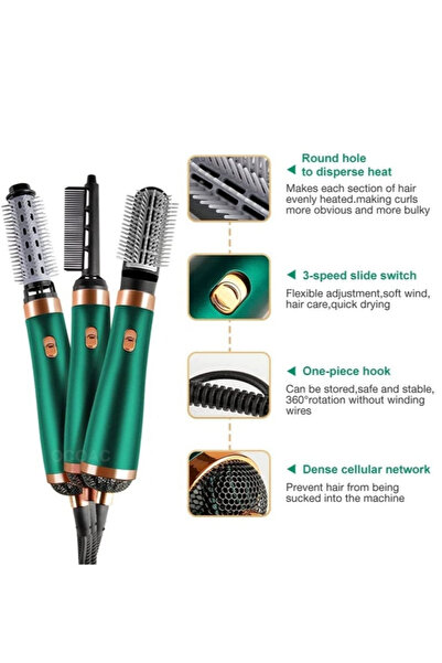 Generic Rotating 3‑in‑1 Hot‐Air Brush Dryer with Auto‑Curl & Volumizing Comb Styler