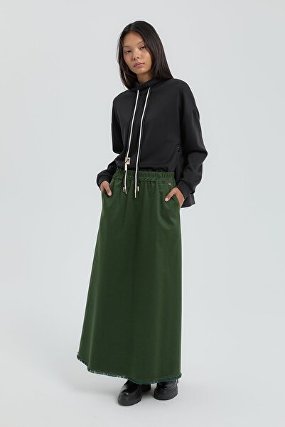 Nihan Beli Lastikli Kloş Etek Yeşil