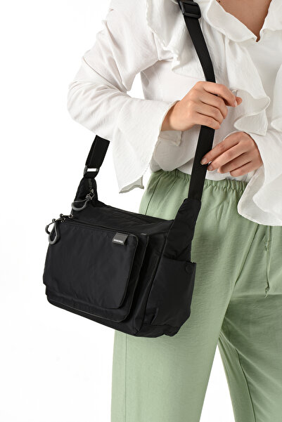 Sanmorris Women's 3-Compartment Parachute Fabric Adjustable Crossbody Bag 6001