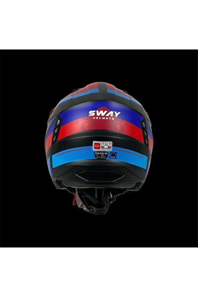Sway - FS-X2 TRAK FULLFACE KASK - SİYAH KIRMIZI MAVİ - LARGE BEDEN