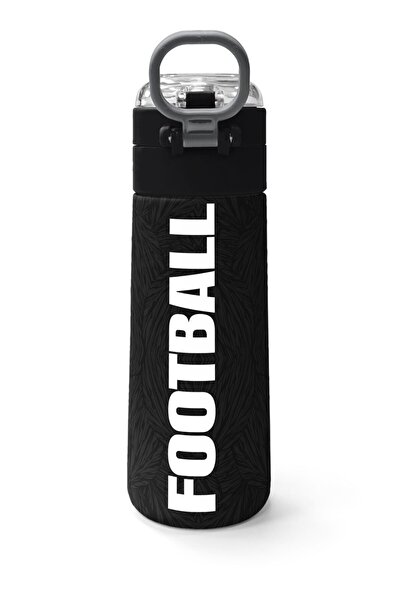 Coral High Kids Black Football Patterned Steel Thermos with Straw and Direct Drinking 500 ml 31898