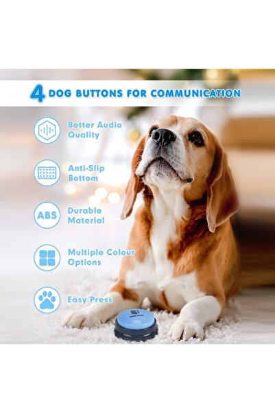 zggzerg Set 4 butoane de dresaj pentru animale de companie, Zggzerg, jucărie pentru pisici/câini, înregistrare și redare vocală, autocolante,