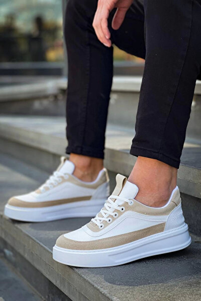 Zerenyus ZRN-006 Premium μπεζ σουέντ ψηλή σόλα με κορδόνια casual ανδρικά αθλητικά παπούτσια