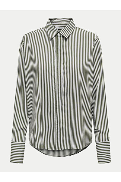 ONLY Γυναικείο Πουκάμισο Πράσινο ΜΟΝΟ-15320243 ΡΙΓΕΣ ΦΥΛΛΩΝ ΣΤΑΦΥΛΙΟΥ CD