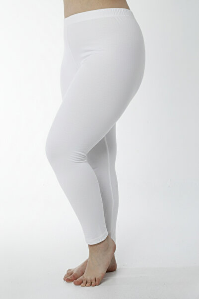 Hmd 4-Pack Plus Size High Waist White Leggings Women's Cotton Stretchy Casual Single Jersey Woven Leggings