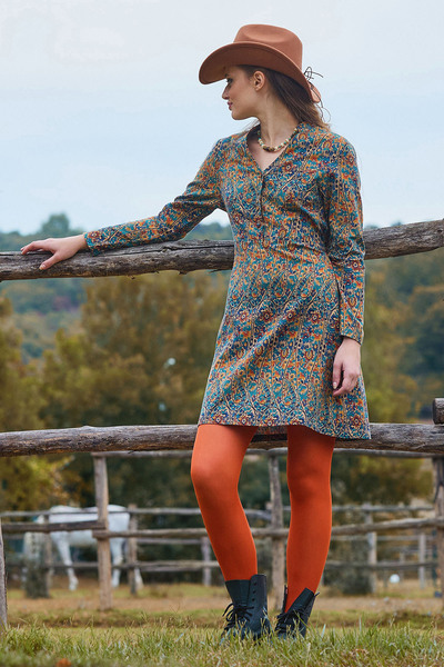 Los banditos Hakim Collar Button Detailed Tie-Up Long Sleeve Dress