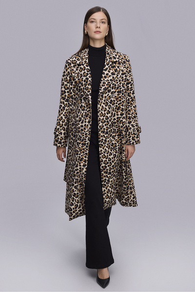Naramaxx Leopar Desen Uzun Trençkot